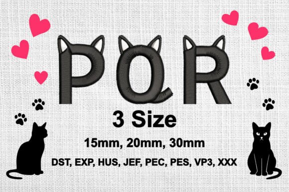 Cat Ears Embroidery Font Alphabet P Q R Review