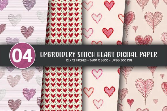 Embroidery Stitch Heart Digital Paper Review