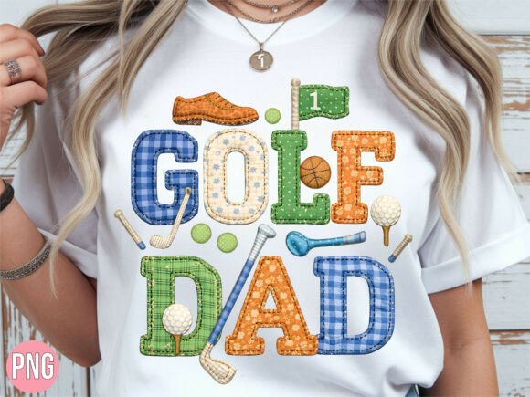 Golf Dad Faux Embroidery Patchwork PNG Review