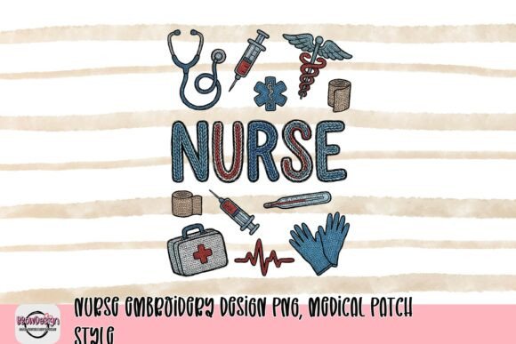 Nurse Embroidery Design PNG, Medical Patch Style Review