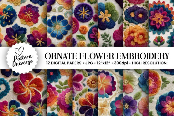 Ornate Floral Embroidery Digital Papers Review